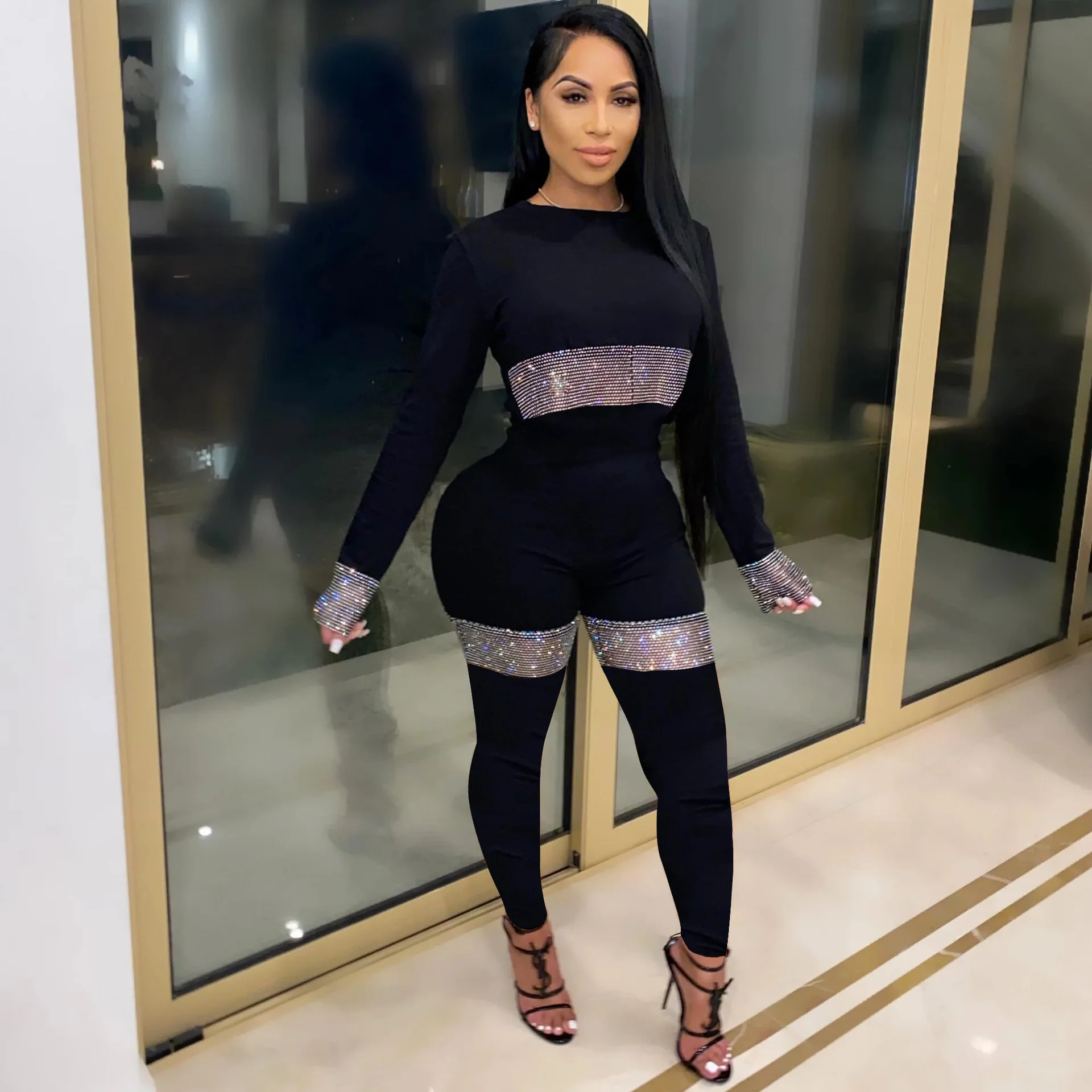2020 new arrivals jumpsuit winter clothes sexy O neck long sleeve bodycon women rhinestone jumpsuit sweatpants, Customized color
2020 new arrivals jumpsuit winter clothes sexy O neck long sleeve bodycon women rhinestone jumpsuit sweatpants, Customized color