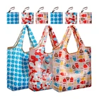 Wholesale Portable Waterproof Polyester Grocery Bag Reusable Foldable Shopping Tote Bag With Custom Printed Logo