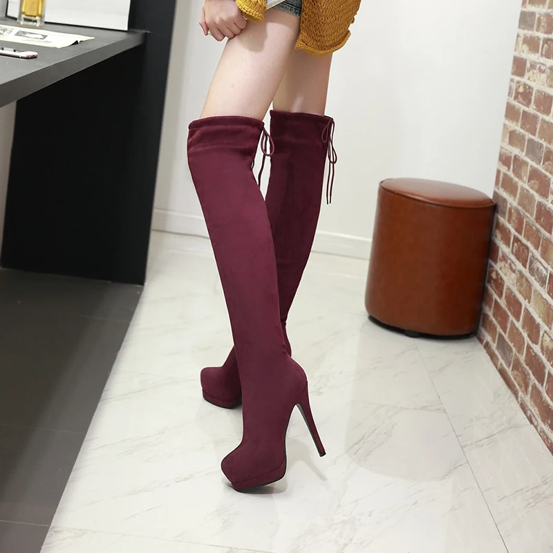 Fall Pointed Solid Suede Side Zip Stiletto Heels Leisure Lady's Knee-high Boots, Black/red/grey/apricot
Fall Pointed Solid Suede Side Zip Stiletto Heels Leisure Lady's Knee-high Boots, Black/red/grey/apricot