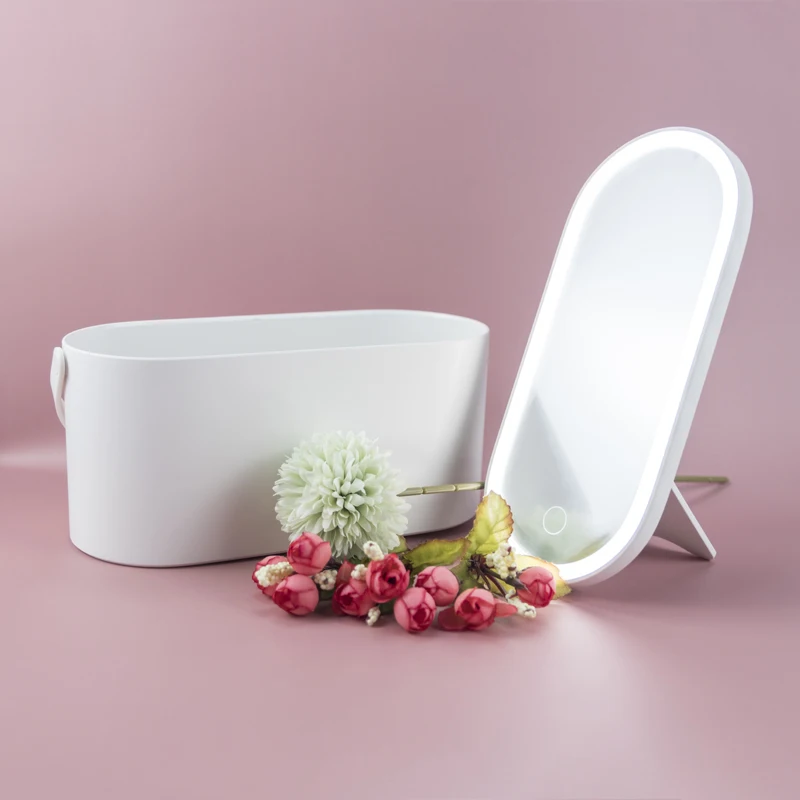 Professional Beauty Recharging Desktop LED Mirror Makeup Rolling Case Luxury Lighted Cosmetic Storage LED Makeup Box for Travel, Pink/white
Professional Beauty Recharging Desktop LED Mirror Makeup Rolling Case Luxury Lighted Cosmetic Storage LED Makeup Box for Travel, Pink/white