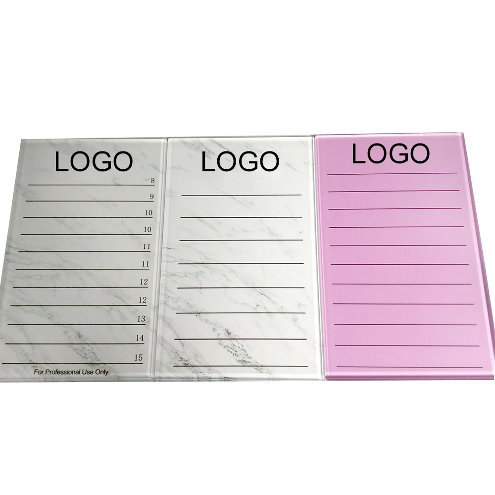 

New Arrived Luxury white pink acrylic lash box eyelash palette tile customize hand pallet tray plate for lash extensions, White/black/pink /marble