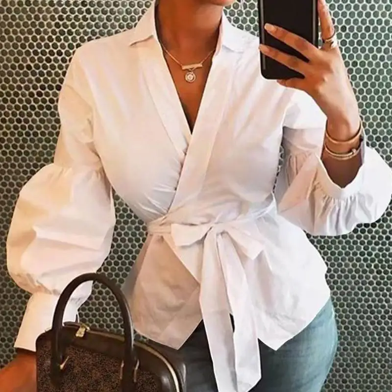 Trending Women's Tops Long Sleeve V-neck Lantern Sleeve Button Solid Color Shirt, White,blue,black
Trending Women's Tops Long Sleeve V-neck Lantern Sleeve Button Solid Color Shirt, White,blue,black