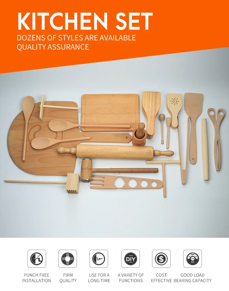hot sale nature <strong>wooden</strong> kitchen utensils sets cooking tools set