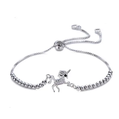 European New Fashion Silver Color Crystal Unicorn Beads Bracelets Sparkling CZ Horse Link Chain Bracelets
European New Fashion Silver Color Crystal Unicorn Beads Bracelets Sparkling CZ Horse Link Chain Bracelets
