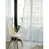 Simple Strip Pattern Transparent Voile Sheer White Curtain