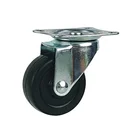 Top Plate & Bearing Rubber Base Black light duty 2" caster Swivel Castor Wheels