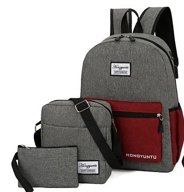 New three-piece backpack simple wear-resistant computer bag casual canvas couple models shoulder bag, Many colors
New three-piece backpack simple wear-resistant computer bag casual canvas couple models shoulder bag, Many colors