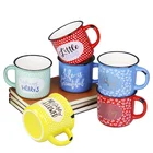 Custom Company Logo OEM Sublimation Printed White Coffee Camping Enamel Mugs