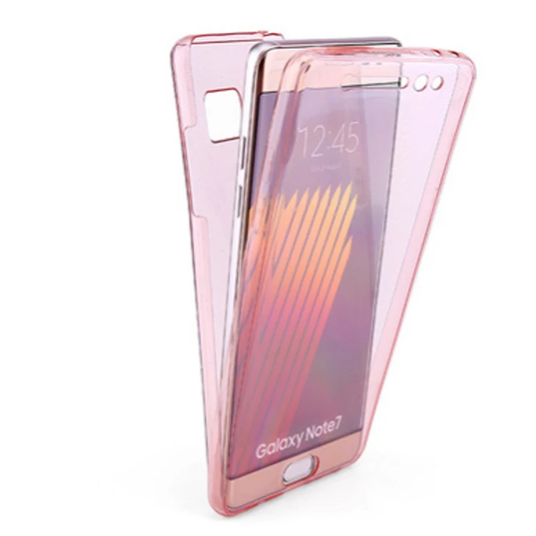 360 full tpu Double design transparent cell phone case for samsung galaxy note 5 mobile soft cover