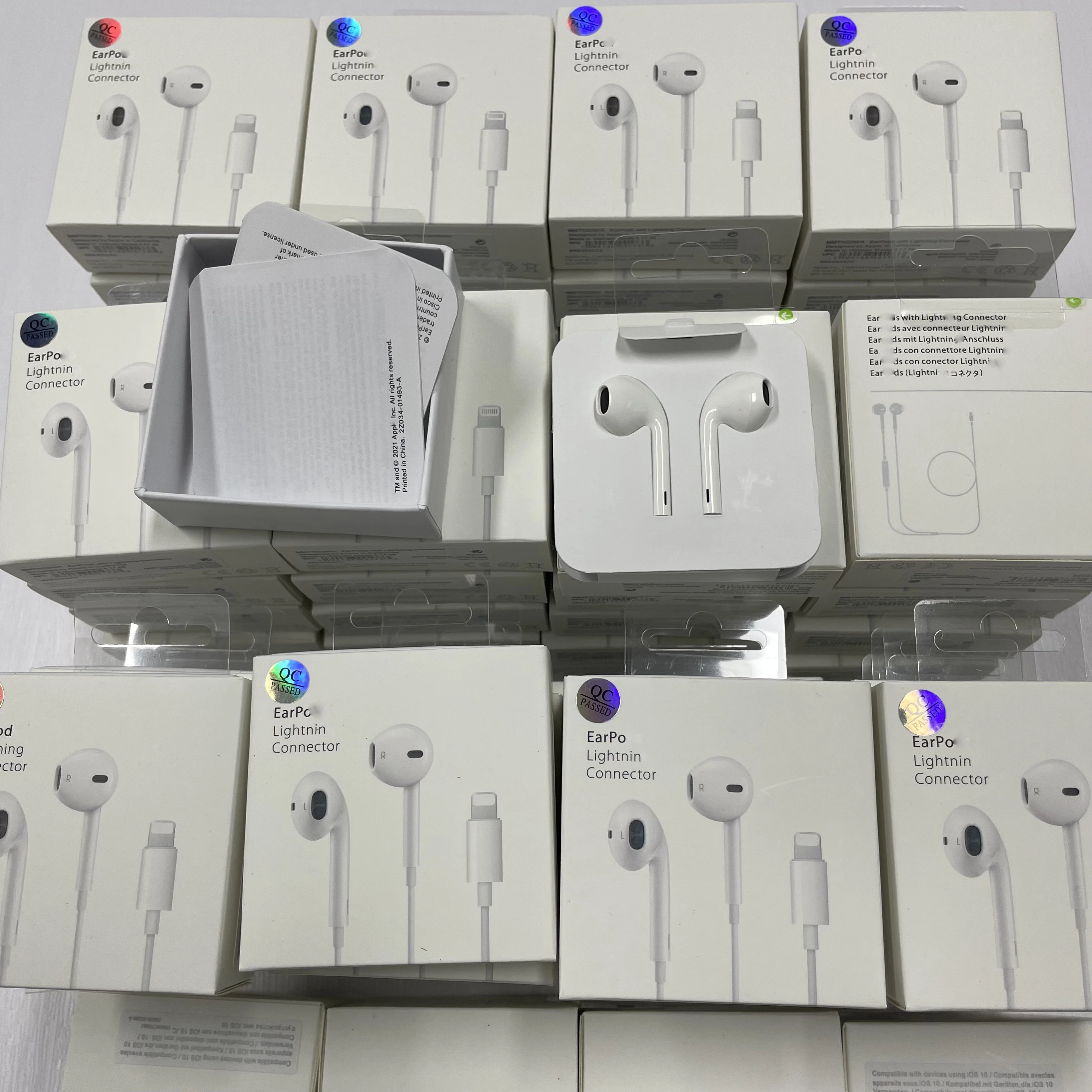 

Original Quality light Cable ning handsfree Headphones Earbuds Wired Earphone pods for appl iphone 13 12 7 8 with micro phone, White