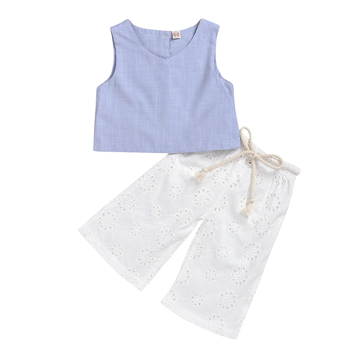 Wholesale baby girls' summer clothing sets children linen shirts and lace pants kids sleeveless suits, As picture
Wholesale baby girls' summer clothing sets children linen shirts and lace pants kids sleeveless suits, As picture