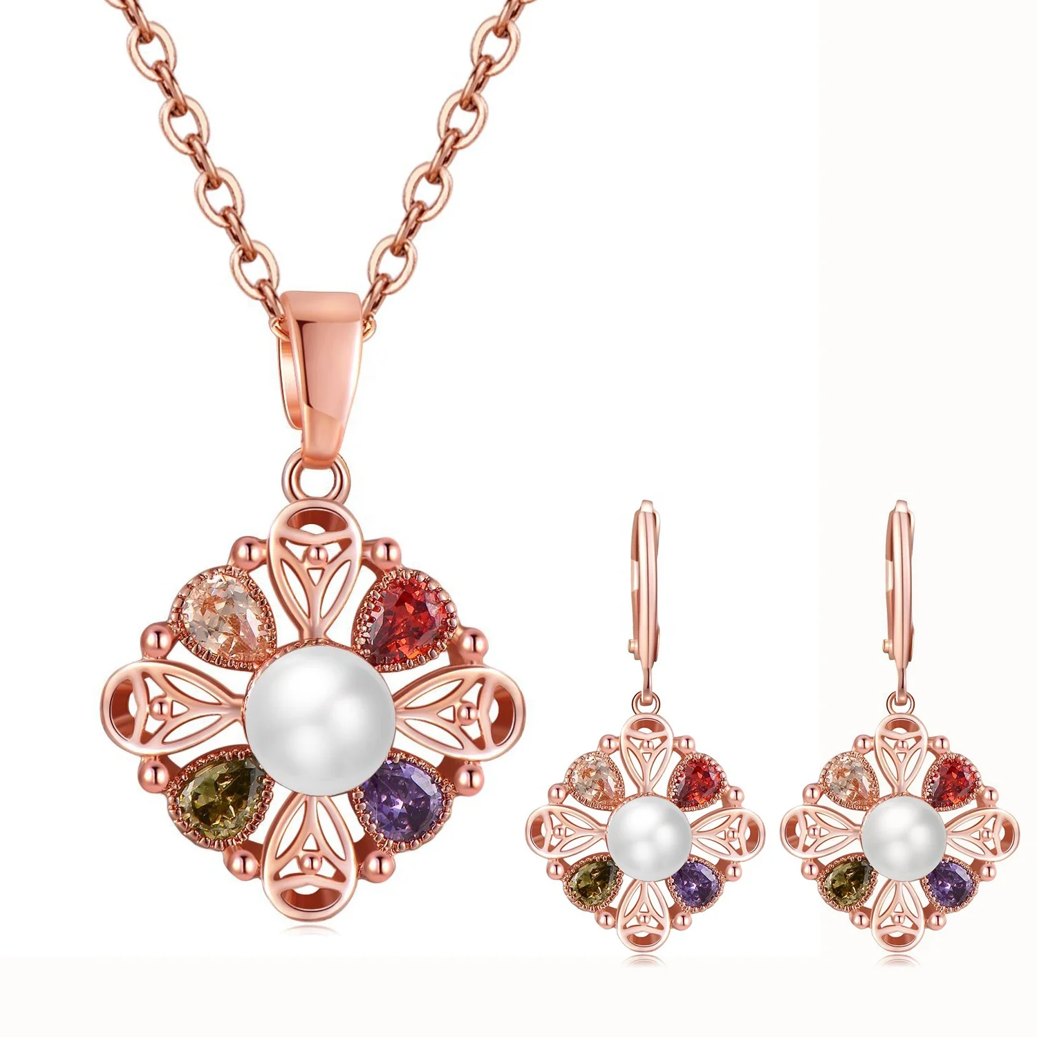 New Design Polychrome Rose Gold Plated Necklace and Earring Sets For Ladies Anniversary
New Design Polychrome Rose Gold Plated Necklace and Earring Sets For Ladies Anniversary