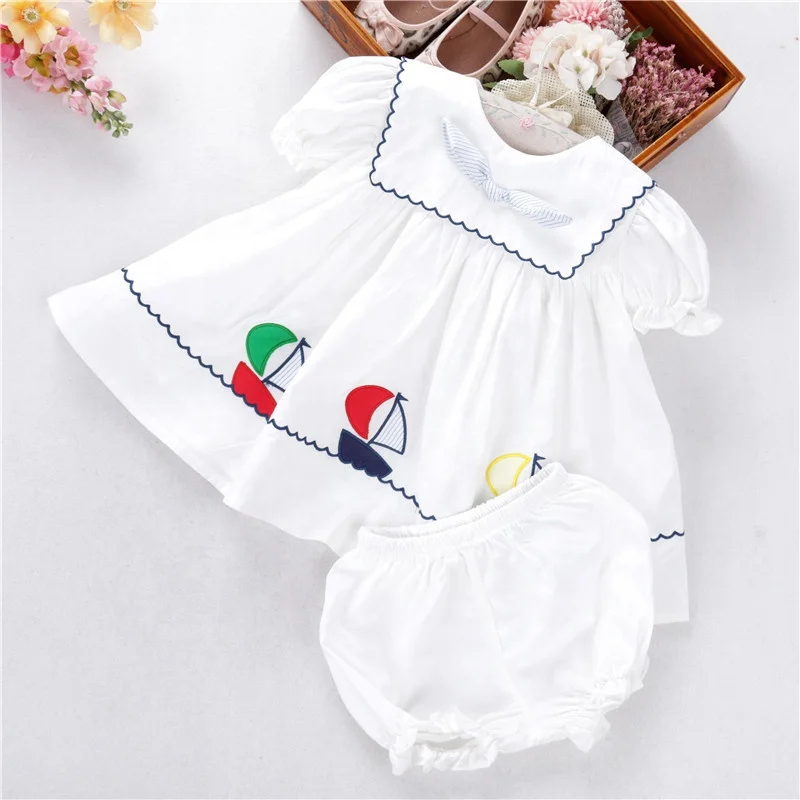 0515396 baby spanish dresses for girl's dress vintage white baby clothe sets Sailboat kids clothing wholesale
0515396 baby spanish dresses for girl's dress vintage white baby clothe sets Sailboat kids clothing wholesale
