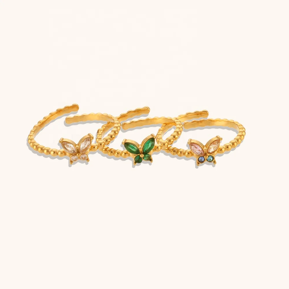 Unique Simple Fashion Luxury Jewelry Stainless Steel Gold Plated Butterfly Zircon Adjustable Women wedding Finger Ring
Unique Simple Fashion Luxury Jewelry Stainless Steel Gold Plated Butterfly Zircon Adjustable Women wedding Finger Ring