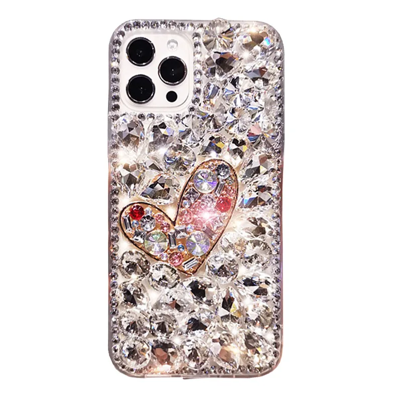 Handmade Crystal Clear Bling 3D Luxury Diamond heart mobile phone case TPU with diamonds phone case
Handmade Crystal Clear Bling 3D Luxury Diamond heart mobile phone case TPU with diamonds phone case
