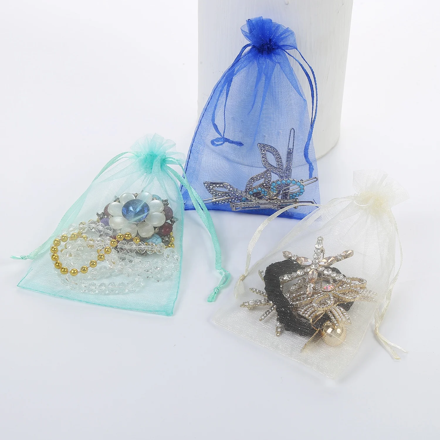 

7*9Cm Small Gift Bags Colorful Jewelry Packaging Pouches Candy Organza Bags With Drawstring