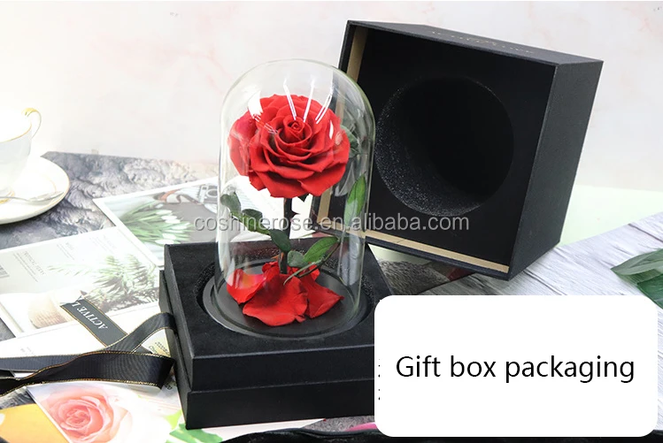 everlasting real rose preserved flowers in glass valentine gift