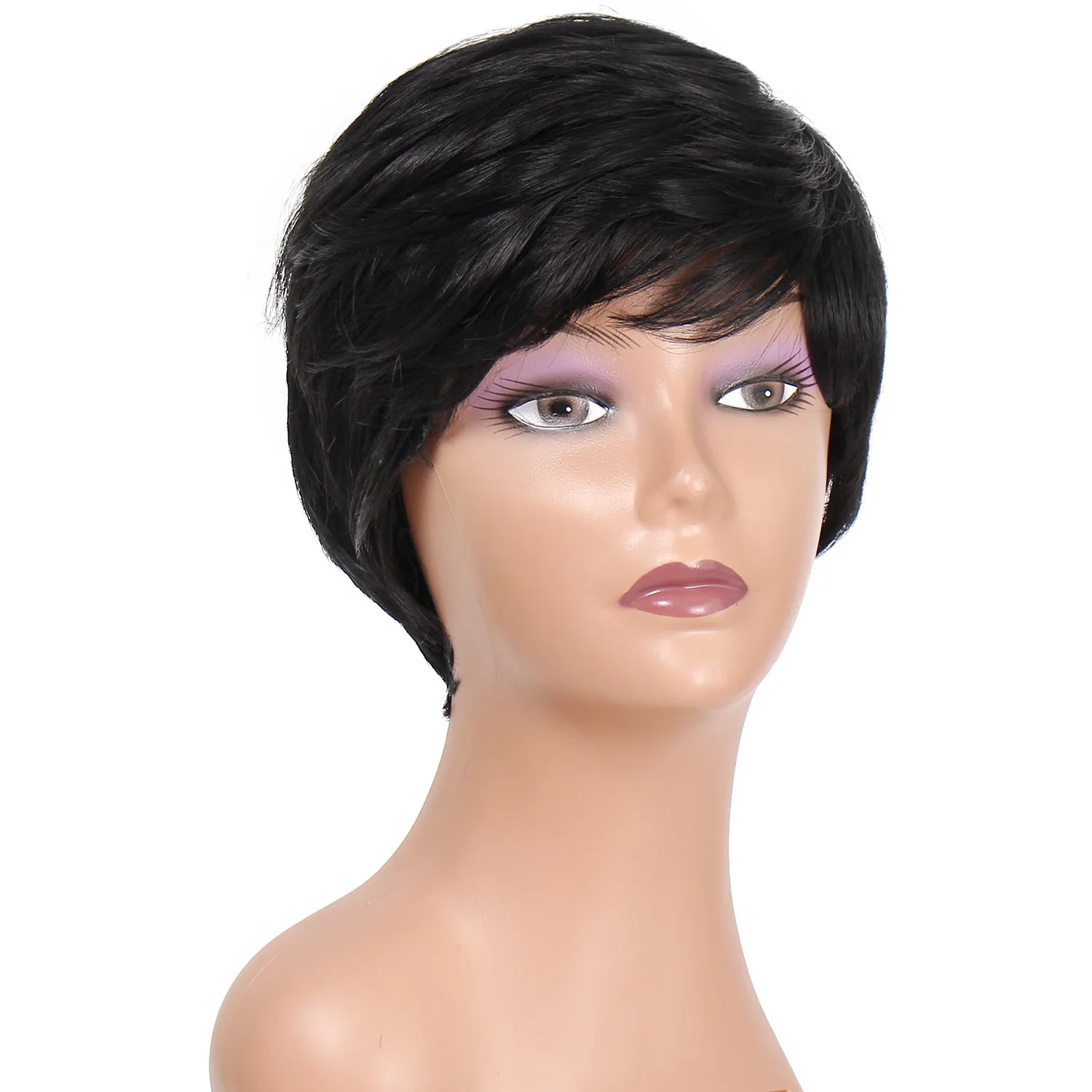 OMG Wholesale synthetic elf cut wig with short straight black wig and bangs for women
OMG Wholesale synthetic elf cut wig with short straight black wig and bangs for women