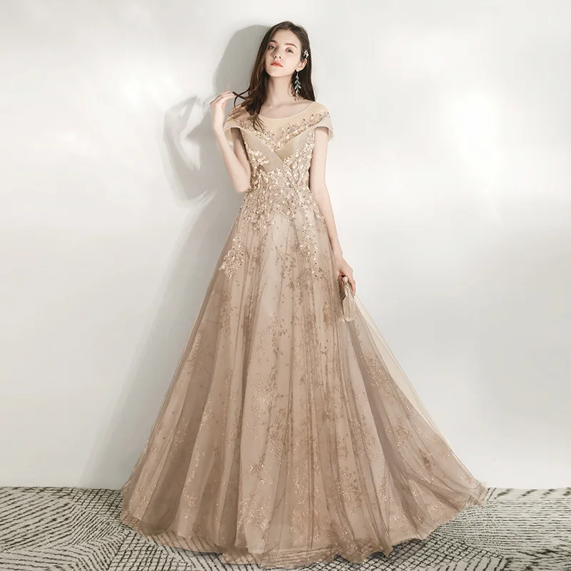 Elegant long thin dignified handmade annual party dress banquet gown exquisite appliques sequined trim prom dress, Picture color
Elegant long thin dignified handmade annual party dress banquet gown exquisite appliques sequined trim prom dress, Picture color