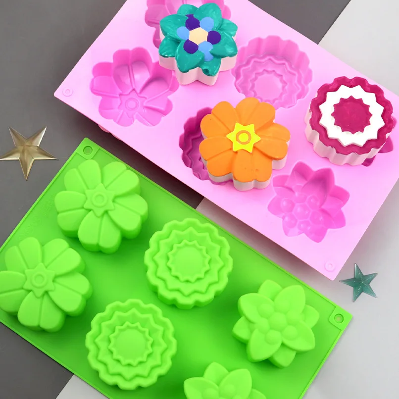 6 cavities 3 groups of flower-shaped moon cake silicone cake mold baking DIY handmade soap mold, Customized color
6 cavities 3 groups of flower-shaped moon cake silicone cake mold baking DIY handmade soap mold, Customized color