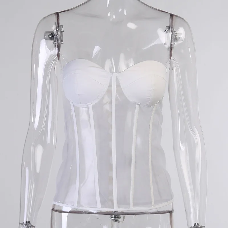 B54431A Lady corset Europe fashion pure color sexy see-through bandage tops, White/black
B54431A Lady corset Europe fashion pure color sexy see-through bandage tops, White/black