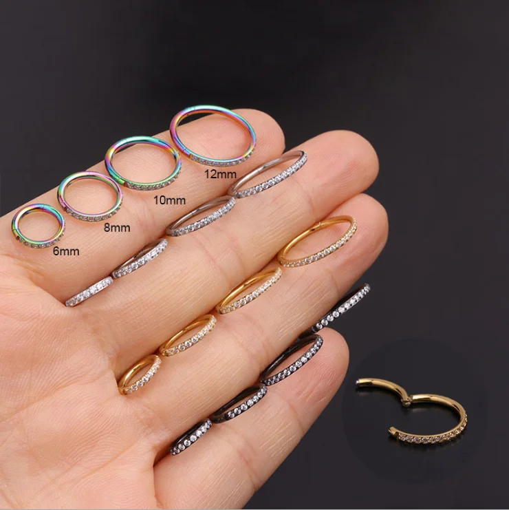 20102910 Stainless Steel Open Ring Inlaid Zircon Earrings Hoop 6mm-12mm Hoop Hinged Segment Orbital Helix Piercing Jewelry
20102910 Stainless Steel Open Ring Inlaid Zircon Earrings Hoop 6mm-12mm Hoop Hinged Segment Orbital Helix Piercing Jewelry