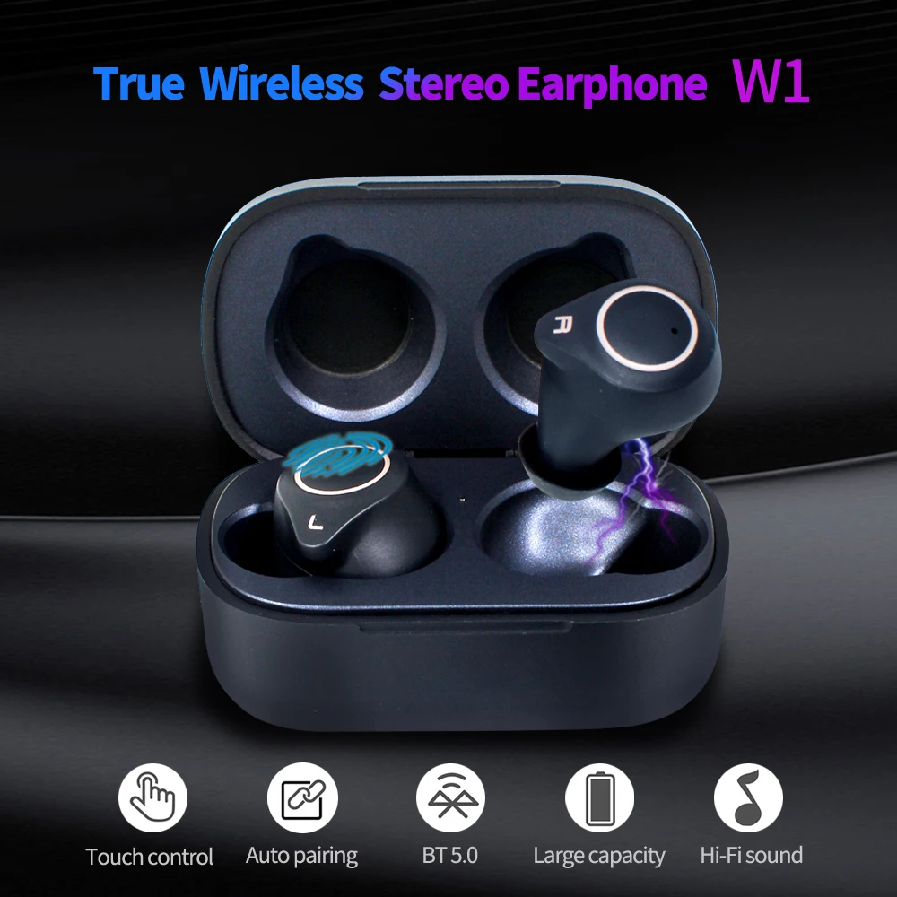 2019 Brand Customization Preferred W1 TWS BT V5.0 Wireless in Ear Earbuds Wake up Siri Earphone with Charging Box - ANKUX.COM