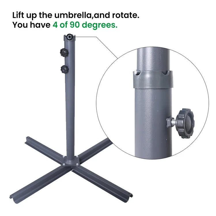 Offset Market Umbrella for Outdoor Dining Table with No Hole