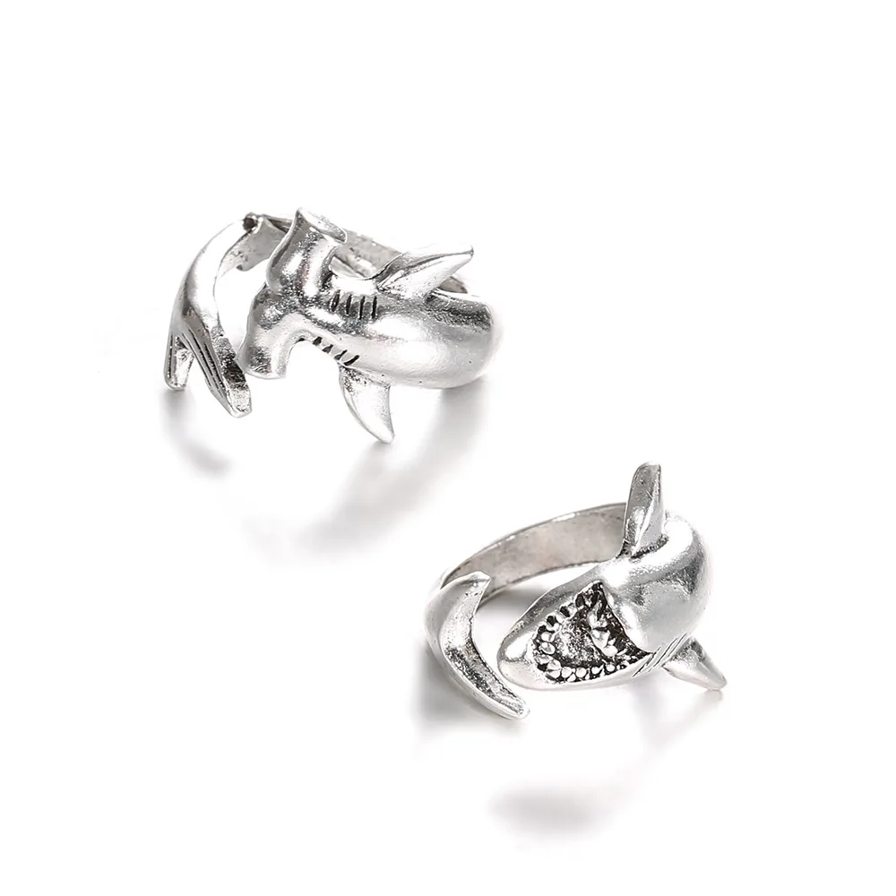High Quality Jewelry Supply Men's and Women's Universal 2 Piece Ring Set Simple Great White Shark Open Double Shark, As picture
High Quality Jewelry Supply Men's and Women's Universal 2 Piece Ring Set Simple Great White Shark Open Double Shark, As picture