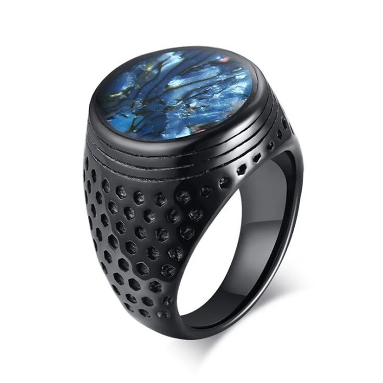 Mens Blue Shell Flat Signet Ring Punk Black Stainless Steel Heavy Arabic Band Male Alliance Anel Jewelry
Mens Blue Shell Flat Signet Ring Punk Black Stainless Steel Heavy Arabic Band Male Alliance Anel Jewelry