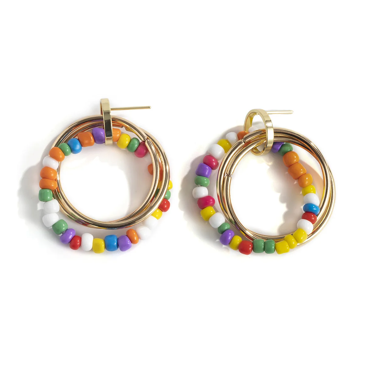Fashion Colorful Seed Beaded Circle Dangle Earring Gold Plated Open Circle Stud Earring
Fashion Colorful Seed Beaded Circle Dangle Earring Gold Plated Open Circle Stud Earring