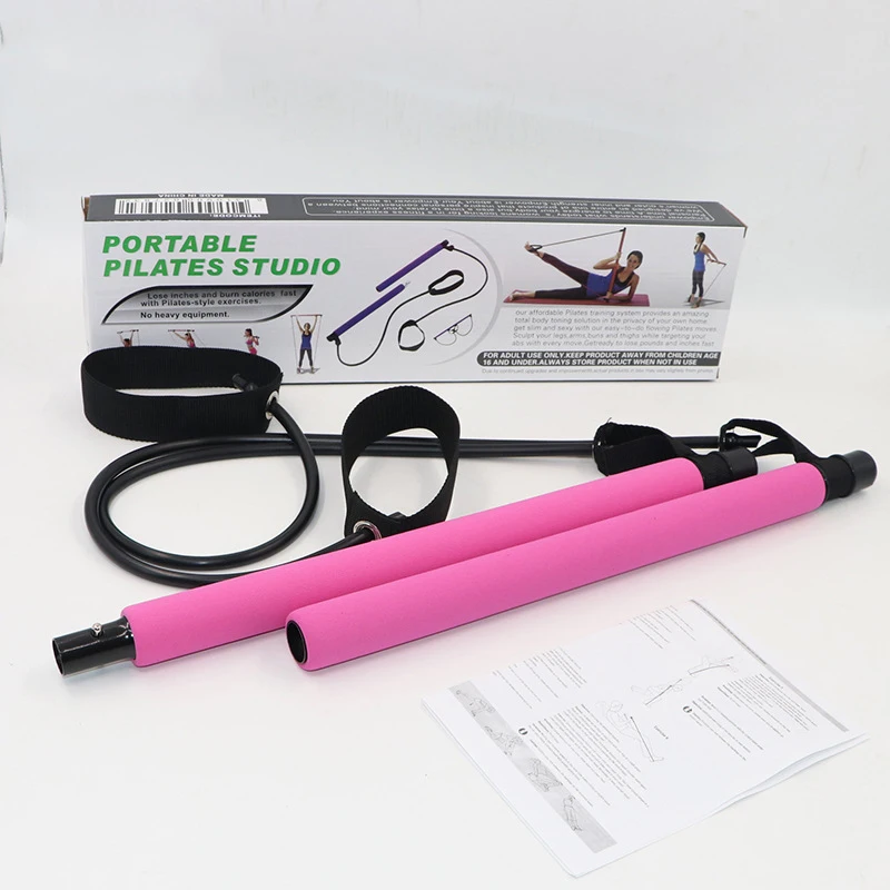 Hot sale multifunction toning stick rubber tube stretching gym fitness portable pilates bar with resistance bands, Purple/pink
Hot sale multifunction toning stick rubber tube stretching gym fitness portable pilates bar with resistance bands, Purple/pink