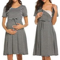 Hot sale cheap cotton short-sleeved waist maternity dress striped midi breastfeeding dress
Hot sale cheap cotton short-sleeved waist maternity dress striped midi breastfeeding dress