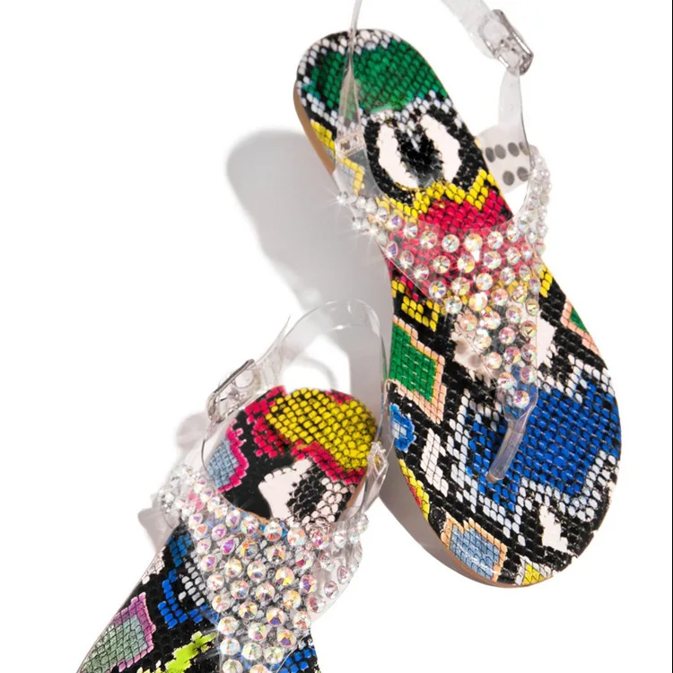 Snakeskin beach flip flops flat bottom 2022 spring and summer new style European and American fashion rhinestone women's slipper, Picture
Snakeskin beach flip flops flat bottom 2022 spring and summer new style European and American fashion rhinestone women's slipper, Picture