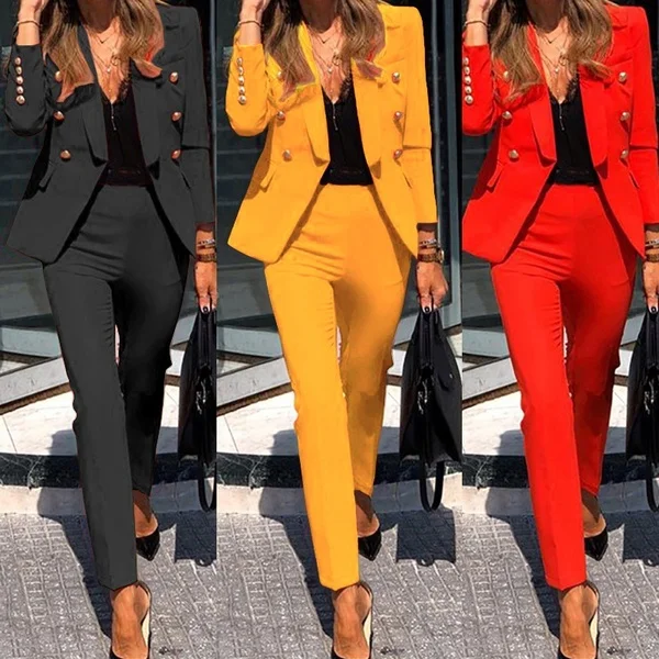 New Arrival Women's Fashion Two-piece Casual Suits Blazer and Pants Set Office Lady Clothing Solid Color Plus Size
New Arrival Women's Fashion Two-piece Casual Suits Blazer and Pants Set Office Lady Clothing Solid Color Plus Size