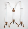 Men's Adult White Leather Metal Adjustable Strap 6 New 110cm Suspenders Strong Tension Customizable