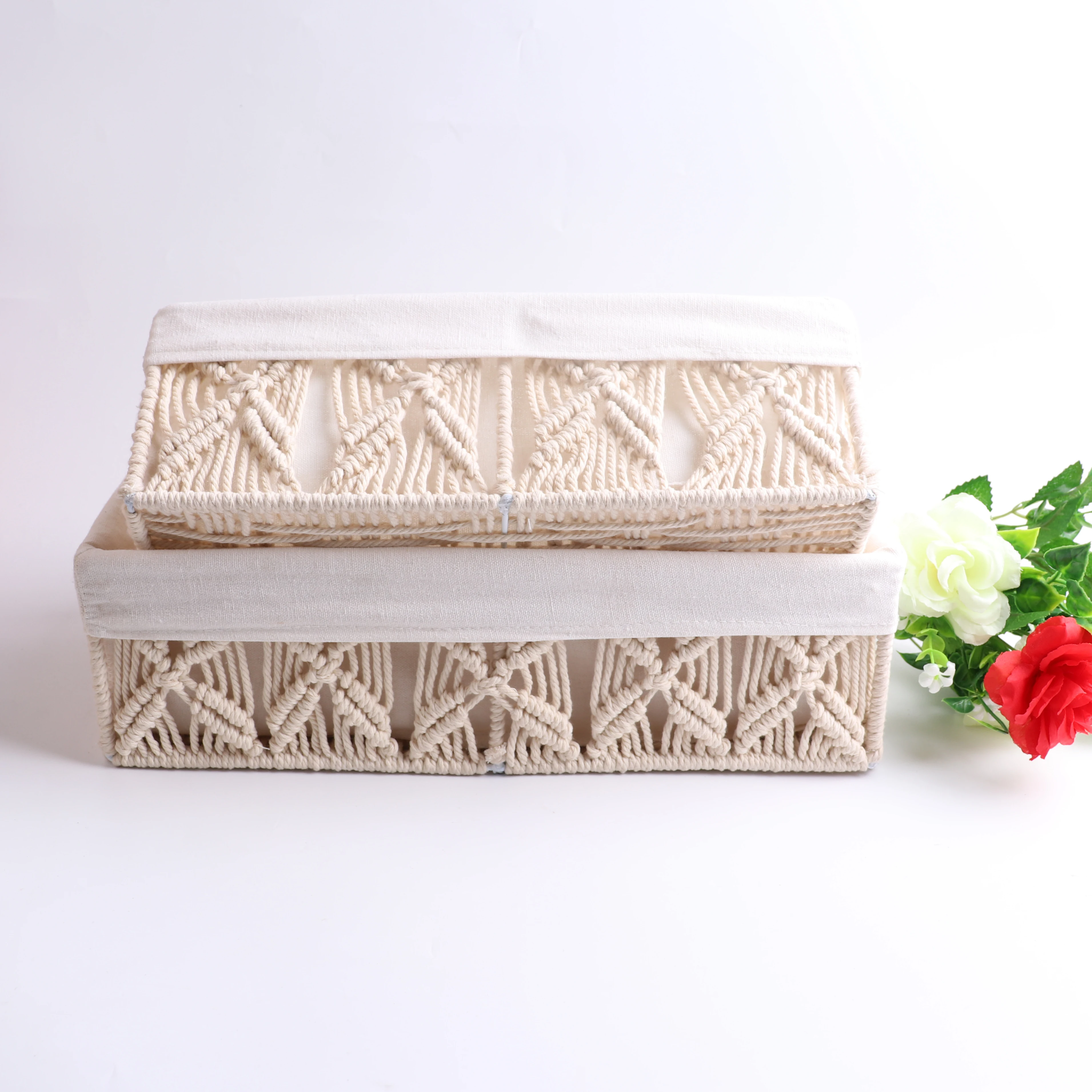 Macrame Storage Baskets Decor Box Handmade Woven Decorative Countertop Tank Shelf Cabinet Organizer Boho Decor 2pcs/set, Natural white
Macrame Storage Baskets Decor Box Handmade Woven Decorative Countertop Tank Shelf Cabinet Organizer Boho Decor 2pcs/set, Natural white