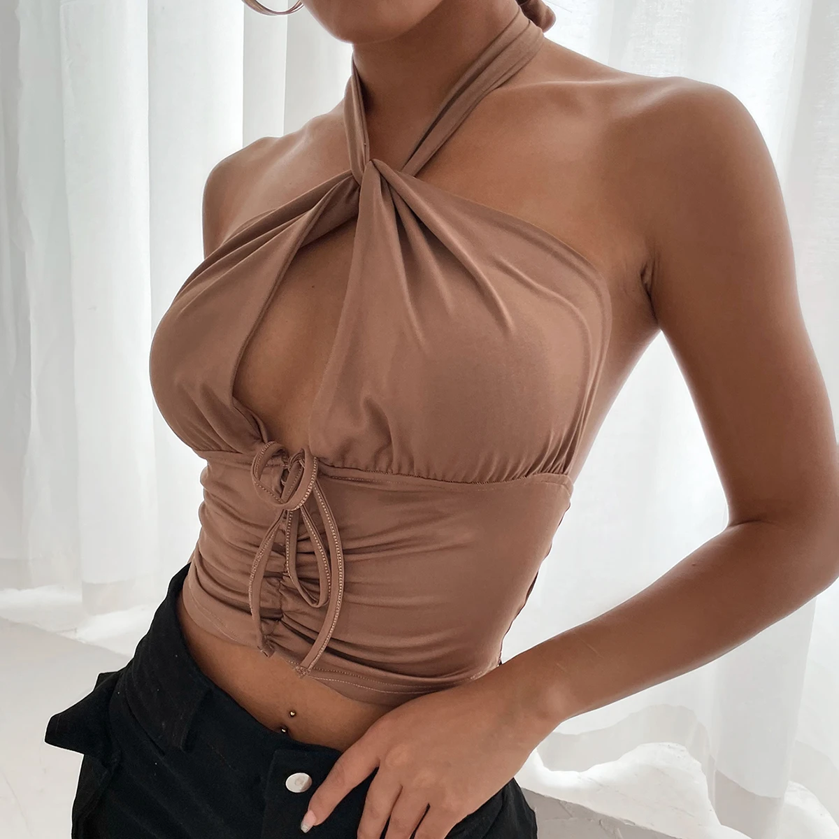 low price S M L ruched front halter women tops fashionable 2021 sexy, Casual black white
low price S M L ruched front halter women tops fashionable 2021 sexy, Casual black white