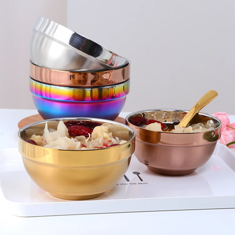 Wholesale Good Quality Stainless Steel 18/10 Double Wall Colored Metal Bowl, Silver/gold/rose gold/rainbow no.0/rainbow no.3 
Wholesale Good Quality Stainless Steel 18/10 Double Wall Colored Metal Bowl, Silver/gold/rose gold/rainbow no.0/rainbow no.3