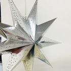 Christmas Customized 9pointed Silver Paper Star Lantern Hanging Light Decoration Lampshade