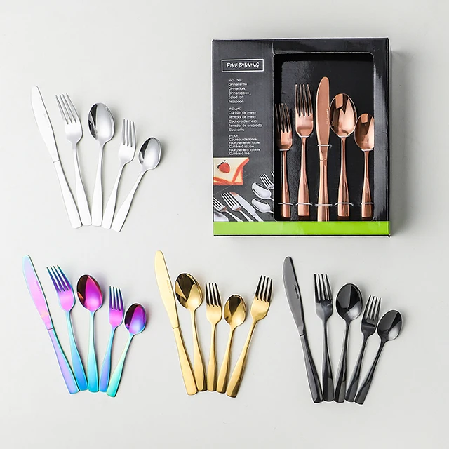 Korean Stainless Steel Flatware Spoon Knife Fork Set Besteck Christmas Unique Cutlery Dining Set For Restaurant Wedding Hotel 
Korean Stainless Steel Flatware Spoon Knife Fork Set Besteck Christmas Unique Cutlery Dining Set For Restaurant Wedding Hotel