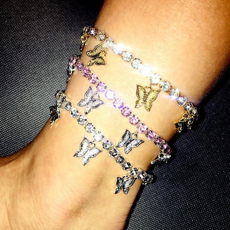 Fashion 14K Gold Silver Exquisite luxury indelible tennis Diamond Butterfly Anklet Foot Bracelet Jewelry For Women
Fashion 14K Gold Silver Exquisite luxury indelible tennis Diamond Butterfly Anklet Foot Bracelet Jewelry For Women