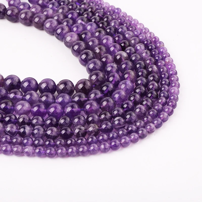 Wholesale High Quality Natural Stone 4/6/8/10/12mm A Grade Amethyst Stone Loose Round Beads For Jewelry Making 
Wholesale High Quality Natural Stone 4/6/8/10/12mm A Grade Amethyst Stone Loose Round Beads For Jewelry Making