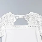 Crocheted Blouse Women Fashion Chiffon Lace Crocheted Trimming Hollow Out Back Blouse