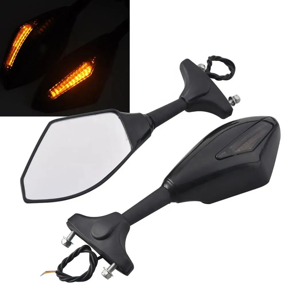 Motorcycle LED Turn Signal Rearview Mirrors For NINJA 6R 9R 650R 250R 636 YAMAHA YZF R1 R6 R6S/ SUZUKI GSXR 600 750 1000 Triumph