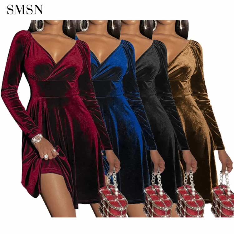 Newest Design Solid Color Velvet V Neck Long Sleeves Sexy Bodycon Short Dress 2021 Mini Party Dress
Newest Design Solid Color Velvet V Neck Long Sleeves Sexy Bodycon Short Dress 2021 Mini Party Dress