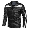 2019 New Leather Jacket Motorcycle PU Bomber Men Stand Collar Autumn Slim Fit Male Leather Jacket Coats E1098