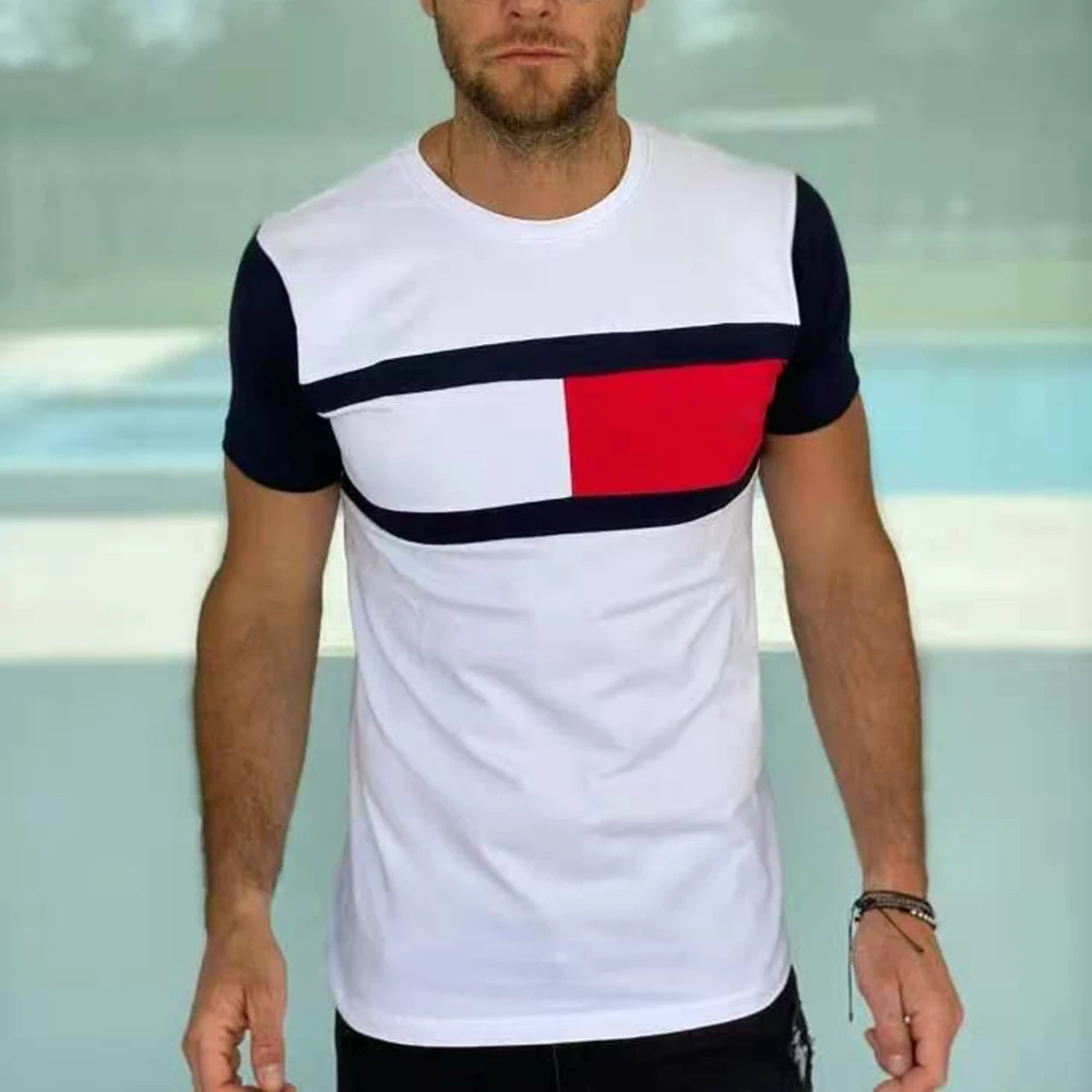 Brand wholesale men's T-shirt 2021 summer new hot men's fashion round neck short sleeve top slim color matching
Brand wholesale men's T-shirt 2021 summer new hot men's fashion round neck short sleeve top slim color matching
