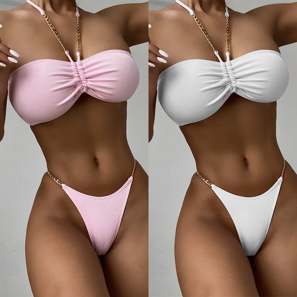 Wholesale New Style Solid Color Bikini Chain Swimsuit European And American Swimsuit Ladies Strap Swimsuit Bikini, As show or customized
Wholesale New Style Solid Color Bikini Chain Swimsuit European And American Swimsuit Ladies Strap Swimsuit Bikini, As show or customized