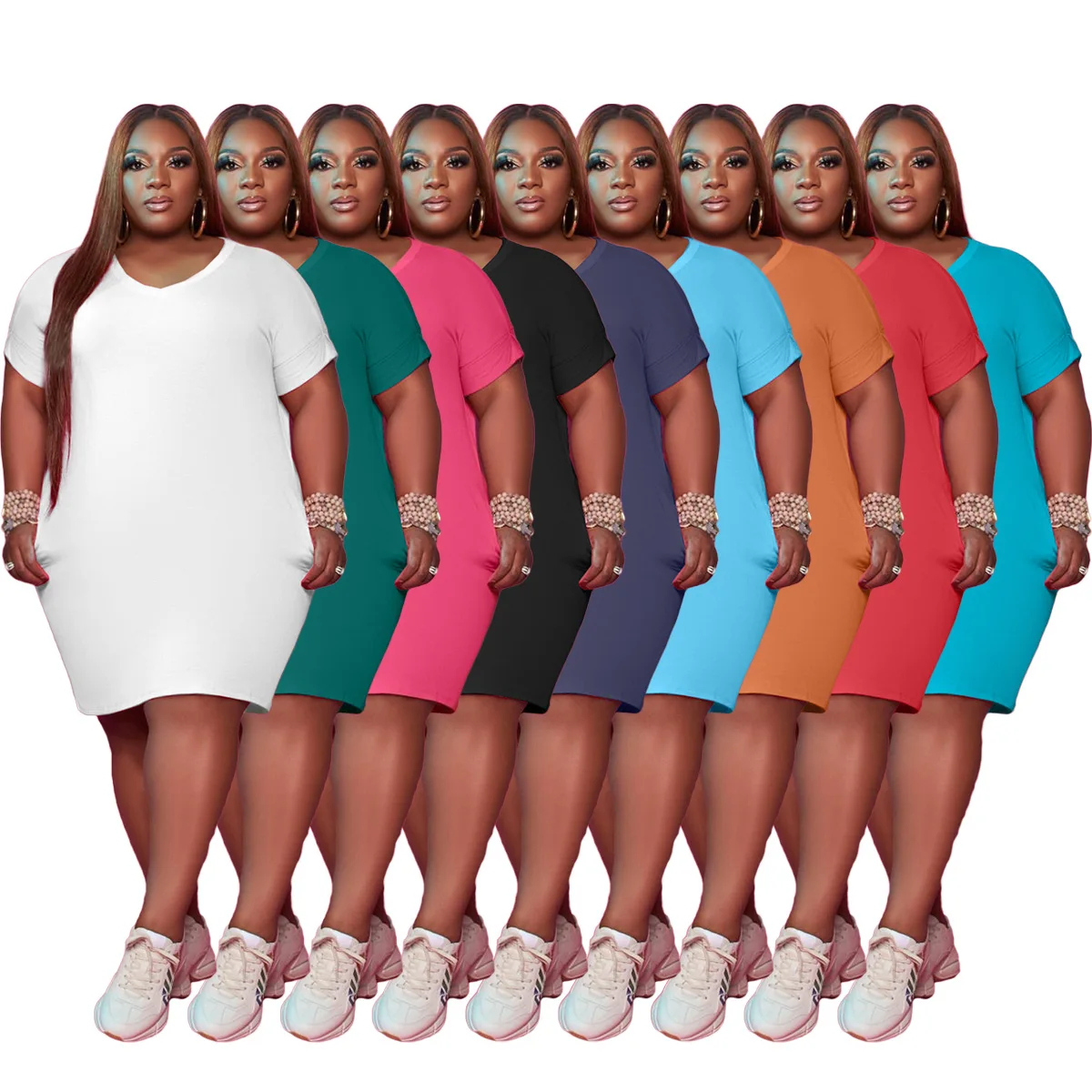 Hot Sell O Neck Solid Color Casual Midi Dress Oversize 5xl 2021 New Arrival One Piece Set Woman Dress Plus Size Woman Clothing, Accept customized color
Hot Sell O Neck Solid Color Casual Midi Dress Oversize 5xl 2021 New Arrival One Piece Set Woman Dress Plus Size Woman Clothing, Accept customized color